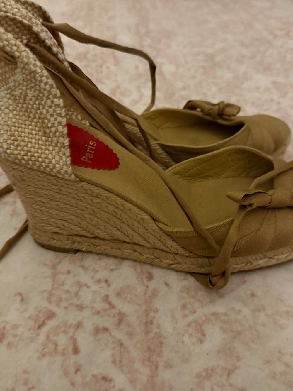 Authentic CHRISTIAN LOUBOUTIN Rope Round Wedge Heel Espadrilles SZ 39 Spain - Picture 4 of 5